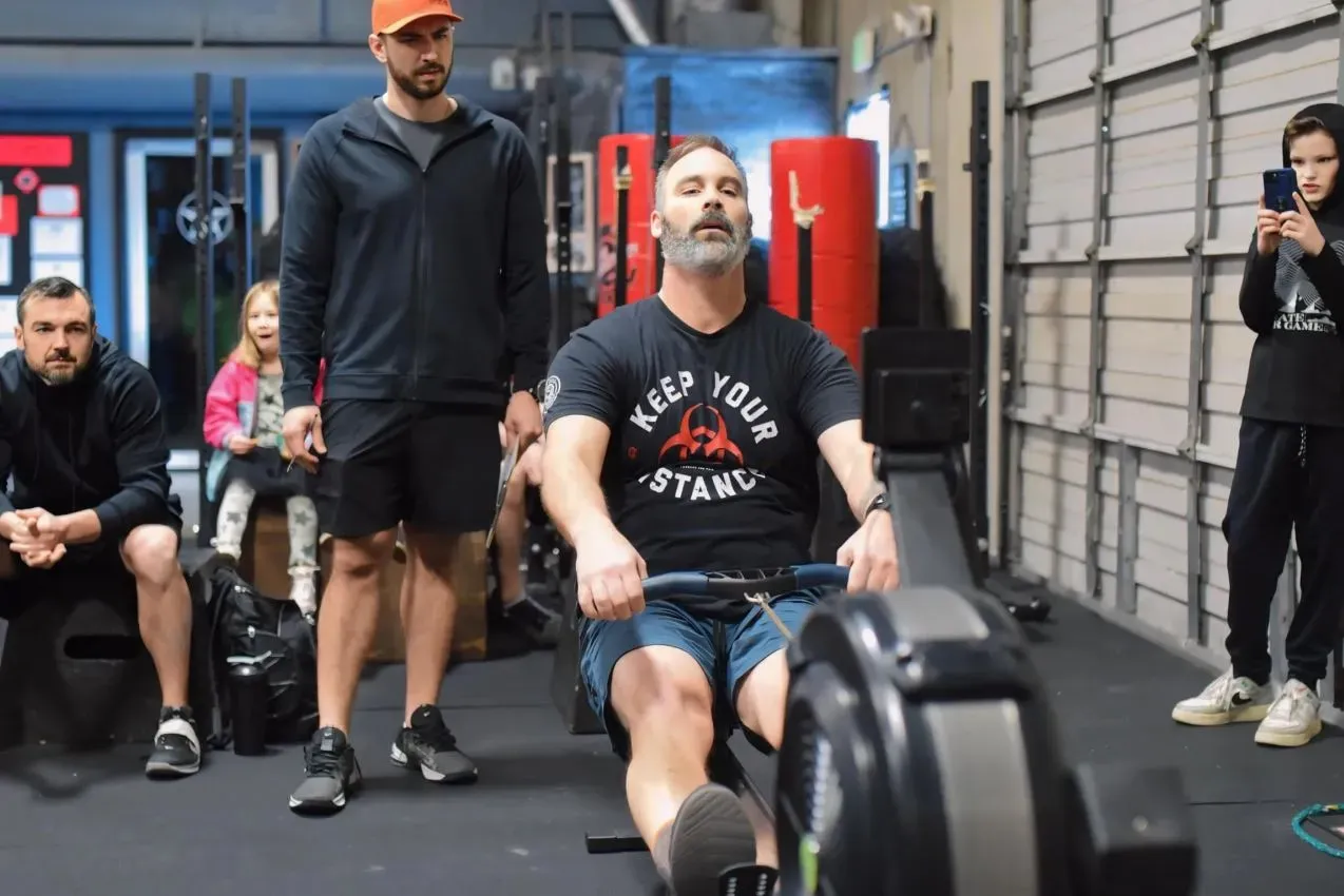 Athlete training combat sports in a dedicated studio